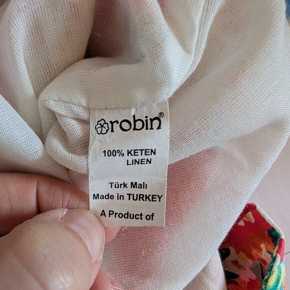 NWT Linen Floral Sheath Dress Pockets Coral & Teal Size 38, Size 6 Summer - Picture 13 of 13